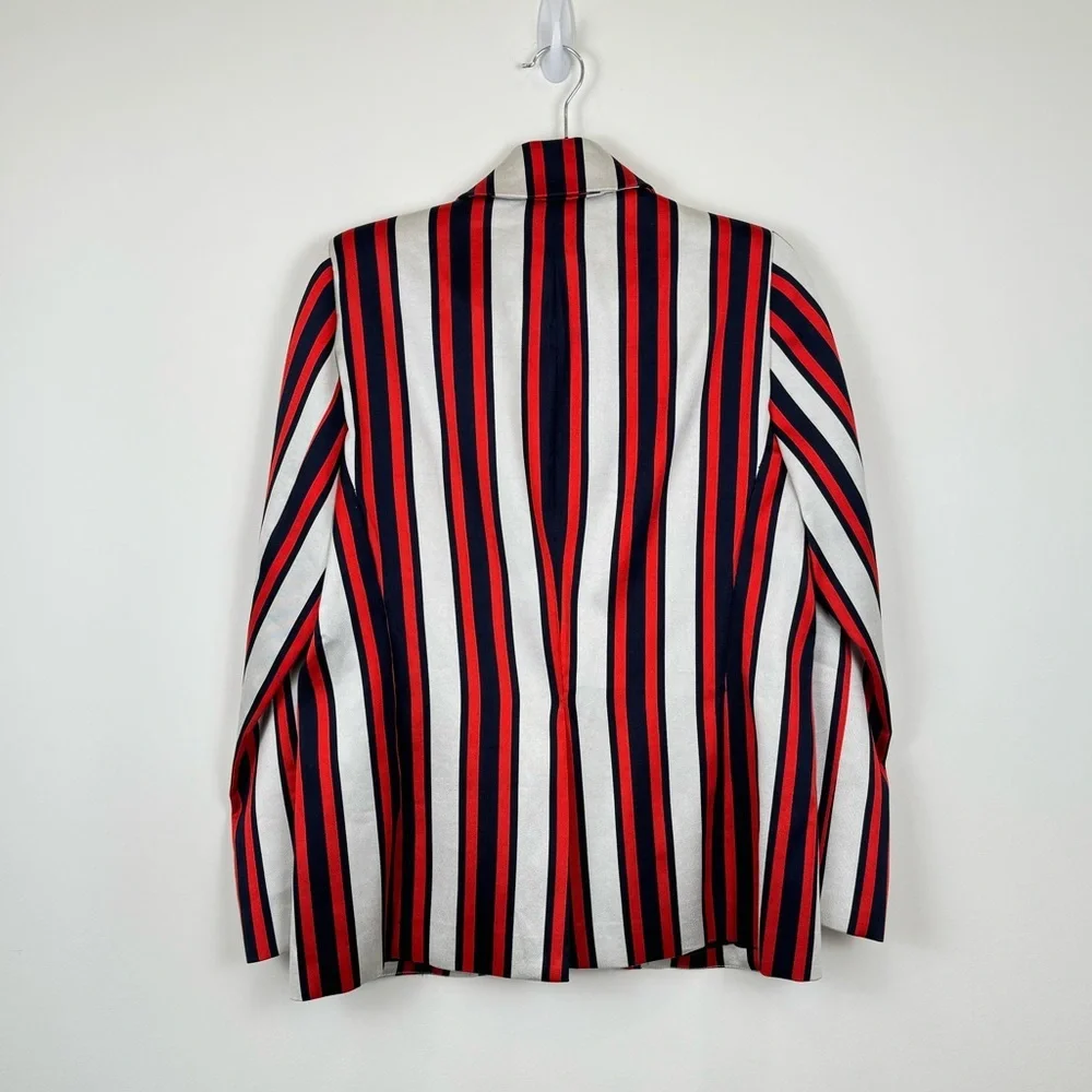 Smythe Red White and Blue Striped Blazer Size 10 - Picture 3 of 6